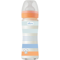 CHICCO Láhev kojenecká sklo Well-being silikon 240 ml kluk CHICCO Láhev kojenecká sklo Well-being silikon 240 ml kluk