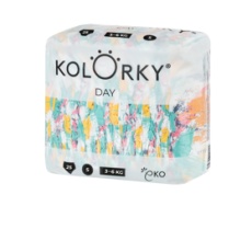 KOLORKY DAY Pleny jednorázové eko, štětec S (3-6 kg) 25 ks KOLORKY DAY Pleny jednorázové eko, štětec S (3-6 kg) 25 ks