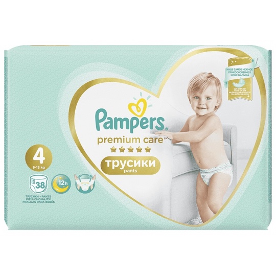 PAMPERS Premium Care Pants Kalhotky plenkové jednorázové 4 (9-15 kg) 38 ks