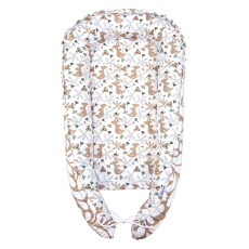 Little Angel-Hnízdo oboustranné VISCO pěna Outlast® - bílá-klokan/taupe-listy Little Angel-Hnízdo oboustranné VISCO pěna Outlast® - bílá-klokan/taupe-listy