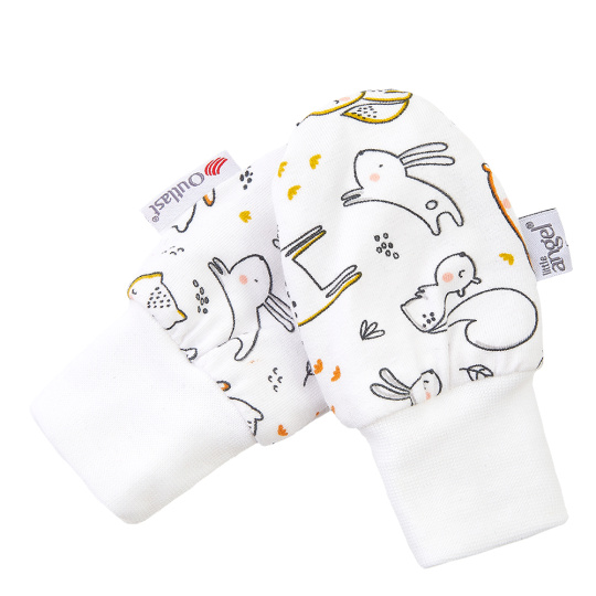 Little Angel-Rukavice podšité kojenecké BIO Outlast® - bílá zvířátka/bílá Velikost: 1