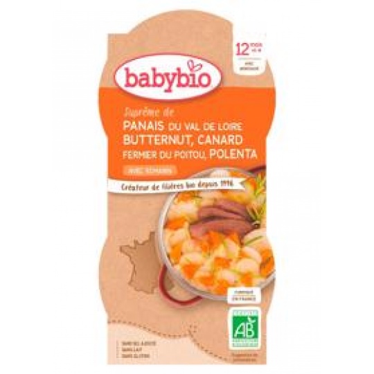 2xBABYBIO Pastinák s máslovou dýní, kachnou a polentou 200 g