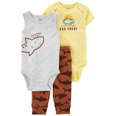 CARTER'S Set 3dílný tepláky, body kr. rukáv, body bez rukávů Brown Shark kluk 3m CARTER'S Set 3dílný tepláky, body kr. rukáv, body bez rukávů Brown Shark kluk 3m