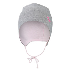 Little Angel-Čepice zavazovací podšitá Outlast ® - šedý melír/růžová baby Velikost: 1 | 36-38 cm