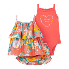 CARTER'S Set 3dílný triko na ramínka, body na ramínka, kraťasy Orange Flowers holka 9m CARTER'S Set 3dílný triko na ramínka, body na ramínka, kraťasy Orange Flowers holka 9m