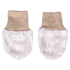 KAARSGAREN-Kojenecké rukavičky bavlněné 3–6 měsíců béžový zajíček