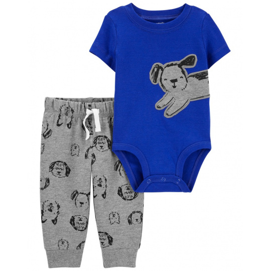 CARTER'S Set 2dílný body kr. rukáv, tepláky Blue Dog kluk 9m