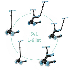 QPLAY Koloběžka / odrážedlo Sema Evo s LED světly Sky Blue, věk 1 - 6 let, do 50 kg