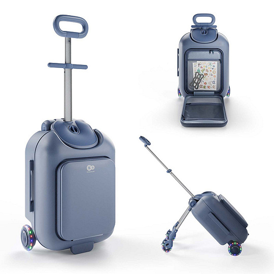 KINDERKRAFT Kufr cestovní se sedákem, nálepkami a držákem na mobil 2v1 Cabby Blue KINDERKRAFT Kufr cestovní se sedákem, nálepkami a držákem na mobil 2v1 Cabby Blue