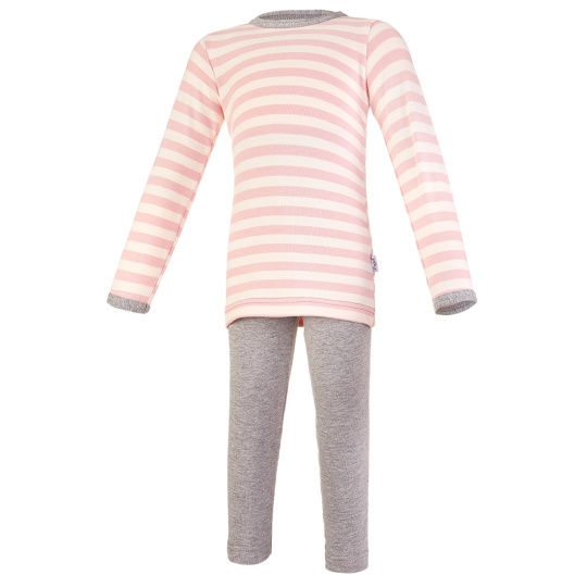 Little Angel-Pyžamo DR smyk Outlast® - pruh růžový/šedý melír Velikost oblečení: 110