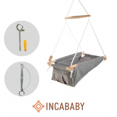 INCABABY Houpačka dětská Babyswing 0m + Grey Stars FW + pružina + hák do houpačky INCABABY Houpačka dětská Babyswing 0m + Grey Stars FW + pružina + hák do houpačky