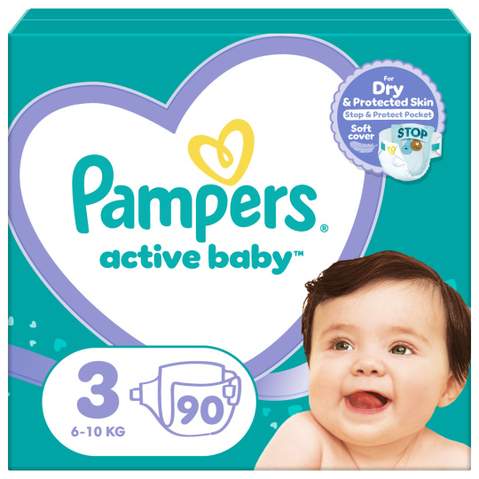 PAMPERS Active Baby pleny vel. 3 (90 ks plen) 6-10 kg PAMPERS Active Baby pleny vel. 3 (90 ks plen) 6-10 kg