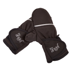 Little Angel-Rukavice s palcem softshell STRETCH Outlast® - černá-výšivka šedá Velikost ostatní: 1