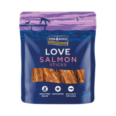FISH4DOGS Pamlsky pro psy LOVE s lososem - tyčinky 85 g FISH4DOGS Pamlsky pro psy LOVE s lososem - tyčinky 85 g