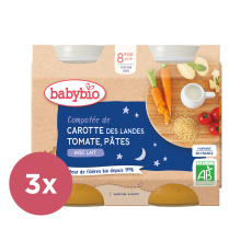 3x BABYBIO Večerní menu mrkev a rajčata s těstovinami 2x 200 g