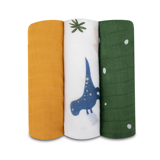 LIONELO Bambusové pleny Bamboo Set Dino, 3 ks