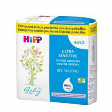 HiPP Babysanft Ultra sensitive Ubrousky vlhčené bez parfému (4x 52 ks) HiPP Babysanft Ultra sensitive Ubrousky vlhčené bez parfému (4x 52 ks)