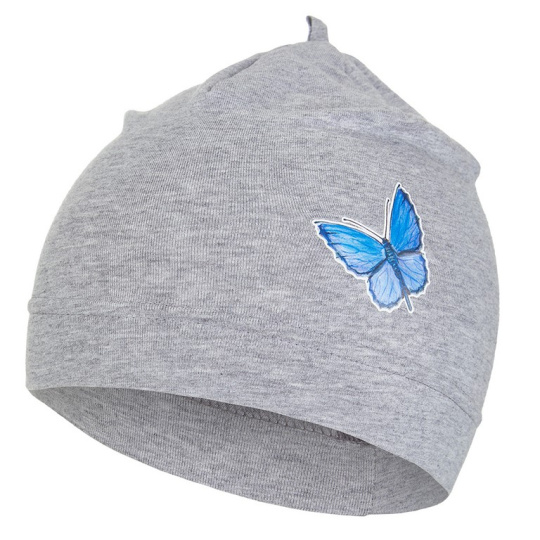 Little Angel-Čepice tenká DEBRA Outlast® - šedý melír/motýl Velikost čepic: 1 | 36-38 cm
