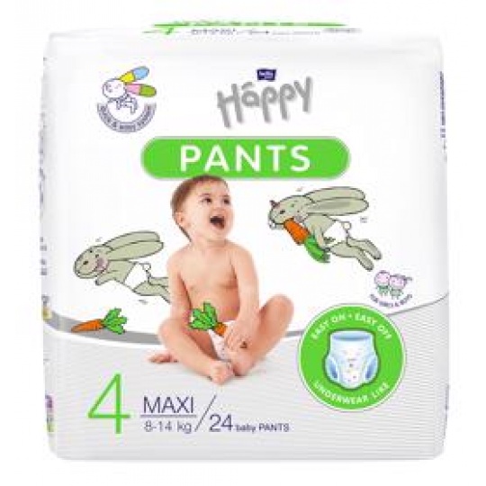 BELLA HAPPY Pants Kalhotky plenkové jednorázové 4 Maxi (8-14 kg) 24 ks