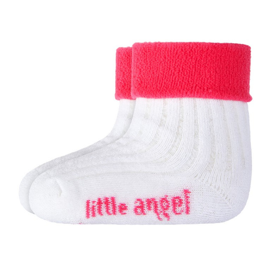 Little Angel-Ponožky froté Outlast® - bílá/růžová Velikost: 10-14 | 7-9 cm