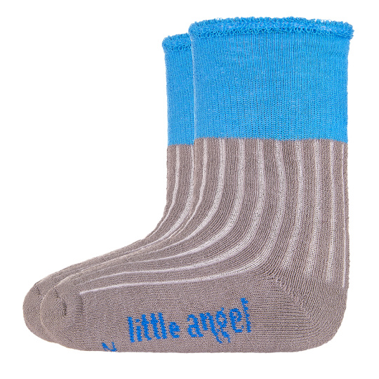 Little Angel-Ponožky froté Outlast® - tm.šedá/modrá Velikost: 10-14 | 7-9 cm