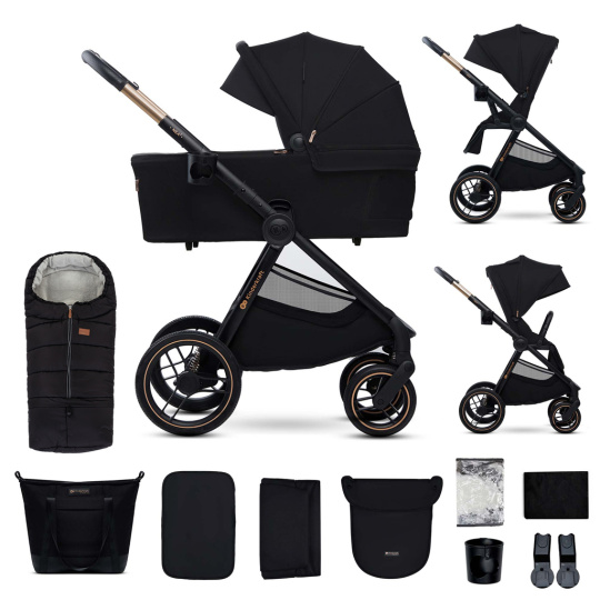 KINDERKRAFT Kočárek kombinovaný Nea 2 2v1 Midnigth Black + Fusak3v1 Jibot Horizontal Ink Black