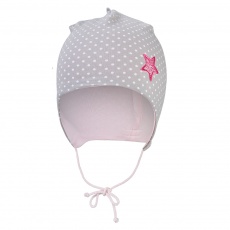 Little Angel-Čepice podšitá zavazovací Outlast® - šedá puntík/růžová baby Velikost: 0 | 33-35 cm Little Angel-Čepice podšitá zavazovací Outlast® - šedá puntík/růžová baby Velikost: 0 | 33-35 cm