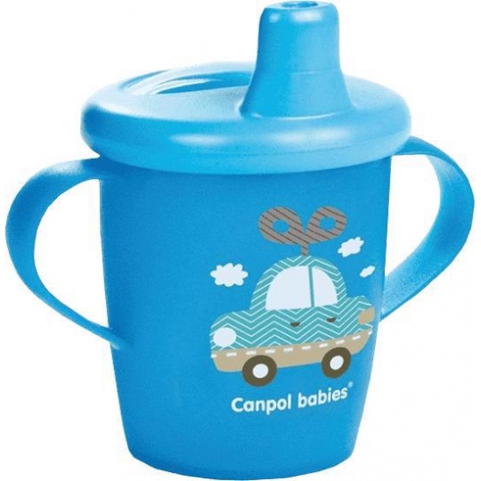 CANPOL BABIES Nevylévací hrníček TOYS – modrý (250 ml)