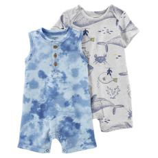 CARTER'S Overal letní krátký rukáv Grey Ocean chlapec LBB 2ks NB/ vel. 56 CARTER'S Overal letní krátký rukáv Grey Ocean chlapec LBB 2ks NB/ vel. 56