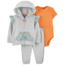 CARTER'S Set 3dílný mikina, tepláky, body kr. rukáv GreyOrange holka NB/ vel. S 56 CARTER'S Set 3dílný mikina, tepláky, body kr. rukáv GreyOrange holka NB/ vel. S 56