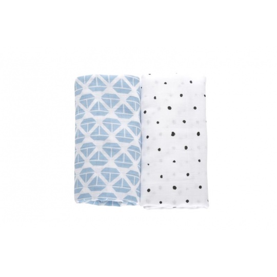 MOTHERHOOD Přikrývka mušelínová 2ks Blue Boats 100x120 cm