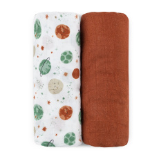 PETITE&MARS Přikrývka bambusová mušelínová 2ks Misty Celestial Planets 120 x 120 cm PETITE&MARS Přikrývka bambusová mušelínová 2ks Misty Celestial Planets 120 x 120 cm