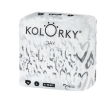 KOLORKY DAY Pleny jednorázové eko, srdce L (8-13 kg) 19 ks KOLORKY DAY Pleny jednorázové eko, srdce L (8-13 kg) 19 ks
