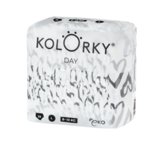 KOLORKY DAY Pleny jednorázové eko, srdce L (8-13 kg) 19 ks