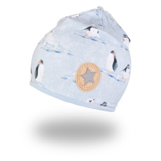 Little Angel-Čepice podšitá Outlast® - tučňáci/sv.modrá Velikost čepic: 3 | 42-44 cm