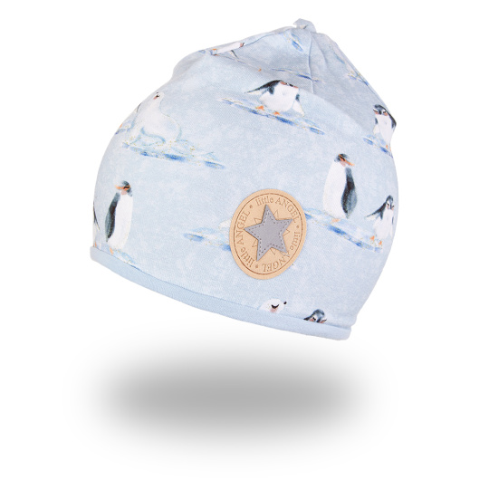 Little Angel-Čepice podšitá Outlast® - tučňáci/sv.modrá Velikost čepic: 3 | 42-44 cm