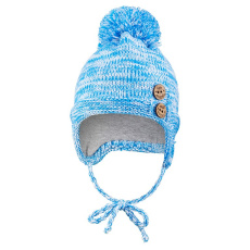 Little Angel-Čepice pletená zavazovací bambule a knoflíky Outlast ® - modrá melír Velikost čepic: 1 | 36-38 cm Little Angel-Čepice pletená zavazovací bambule a knoflíky Outlast ® - modrá melír Velikost čepic: 1 | 36-38 cm
