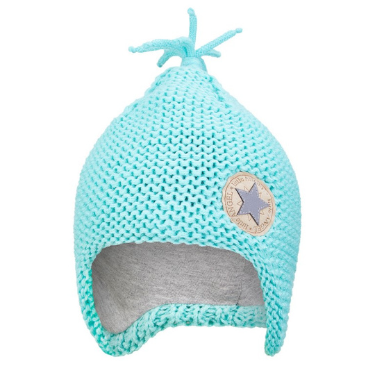 Little Angel-Čepice pletená na uši Outlast ® - mentolová Velikost čepic: 3 | 42-44 cm