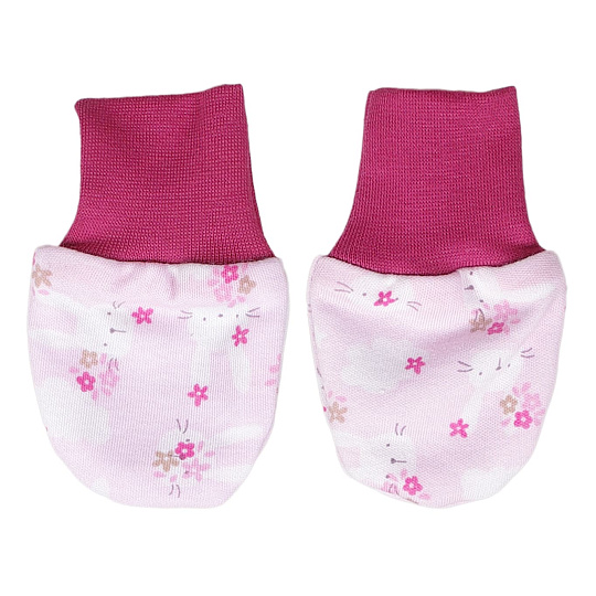 KAARSGAREN-Kojenecké rukavičky bavlněné 3–6 měsíců růžový zajíček