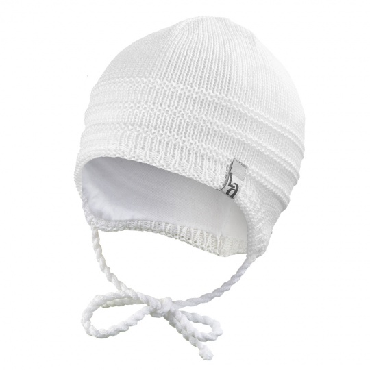 Little Angel-Čepice pletená zavazovací tenká Outlast ® - bílá Velikost: 1, 36-38 cm
