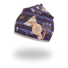 Little Angel-Čepice podšitá Outlast® - tm.modrá zvířátka teepee/šedý melír Velikost čepic: 4 | 45-48 cm Little Angel-Čepice podšitá Outlast® - tm.modrá zvířátka teepee/šedý melír Velikost čepic: 4 | 45-48 cm