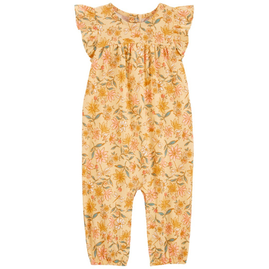 CARTER'S Overal bez nožiček kr. rukáv Yellow Floral holka 3m