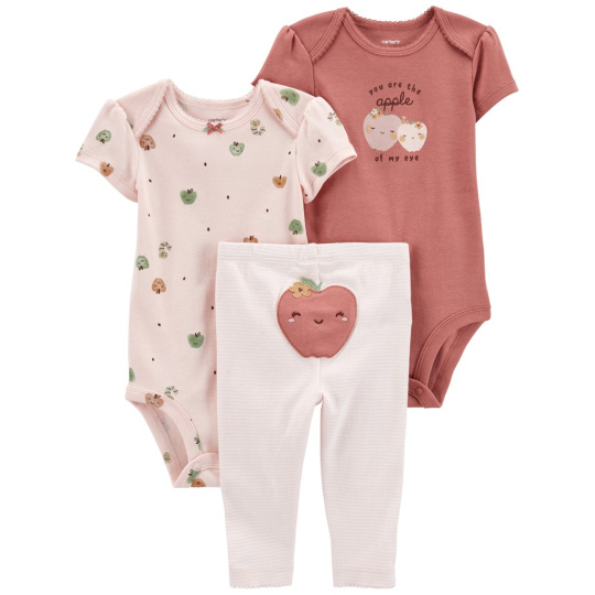 CARTER'S Set 3dílný body kr. rukáv 2ks, legíny Pink Apple holka NB/ vel. S 56