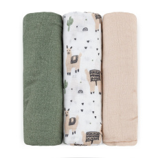 PETITE&MARS Sada plen bambusová mušelínová 3ks Moussy Llama Vibes 68 x 68 cm PETITE&MARS Sada plen bambusová mušelínová 3ks Moussy Llama Vibes 68 x 68 cm