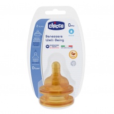 CHICCO Dudlík na láhev fyziologický kaučukový, normální průtok, 2 ks CHICCO Dudlík na láhev fyziologický kaučukový, normální průtok, 2 ks