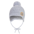 Little Angel-Čepice pletená zavazovací drobný vzor bambule Outlast® - sv.šedá melír Velikost čepic: 1 | 36-38 cm