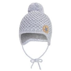 Little Angel-Čepice pletená zavazovací drobný vzor bambule Outlast® - sv.šedá melír Velikost čepic: 1 | 36-38 cm Little Angel-Čepice pletená zavazovací drobný vzor bambule Outlast® - sv.šedá melír Velikost čepic: 1 | 36-38 cm