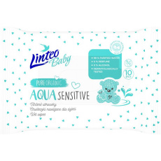 LINTEO Vlhčené ubrousky Baby Aqua Sensitive 10 ks LINTEO Vlhčené ubrousky Baby Aqua Sensitive 10 ks