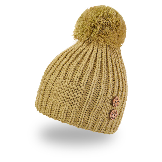 Little Angel-Čepice pletená bambule knoflíky Outlast ® - sv.zelená Velikost čepic: 3 | 42-44 cm