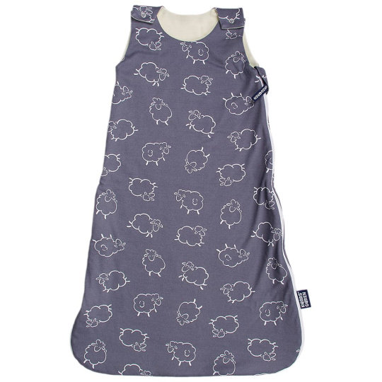 KAARSGAREN-Merino spací pytel pro miminko 60 cm – šedé ovečky (zip na boku)